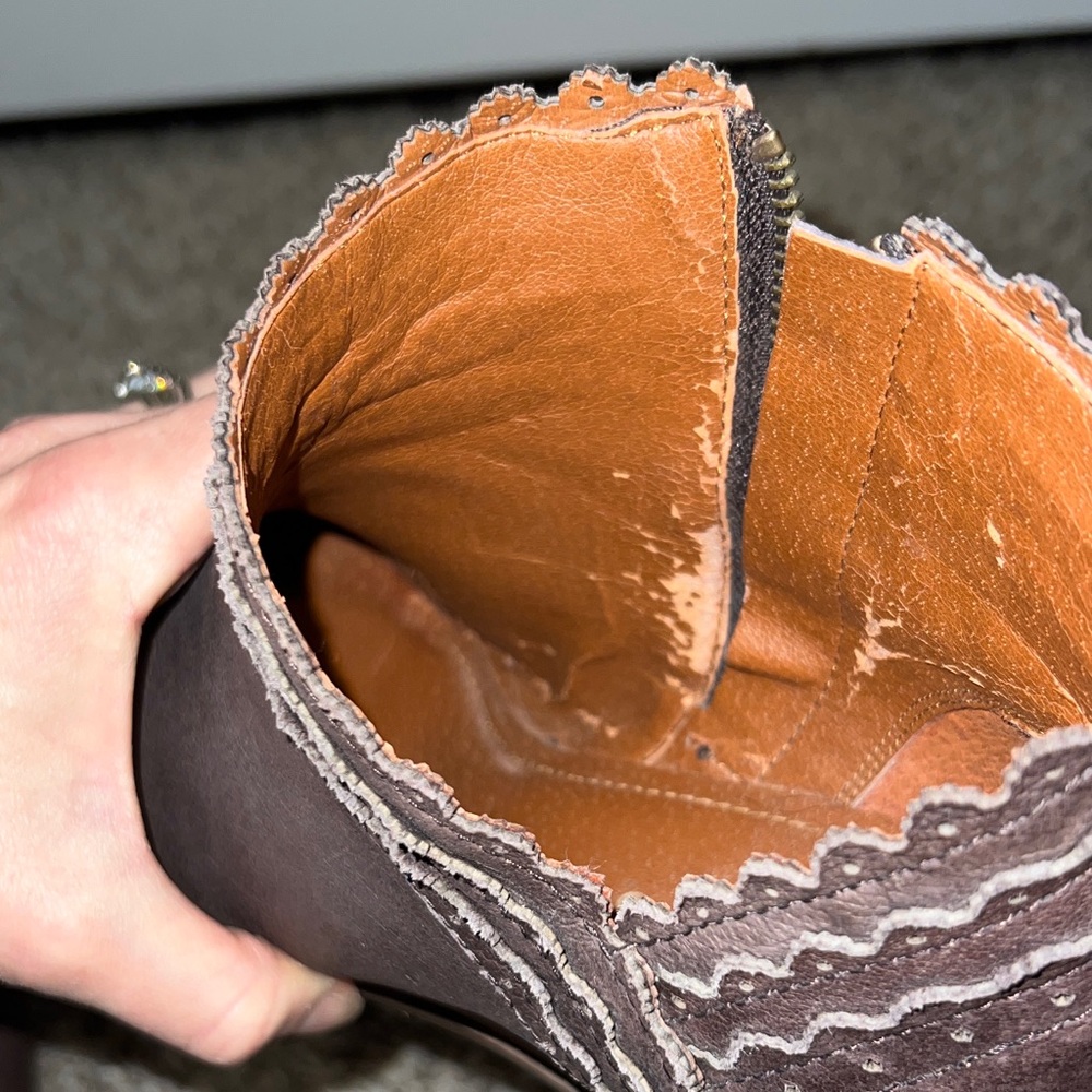 Lucky Brand Dark Brown Peep-Toe Wedge Booties - Picture 10 of 11
